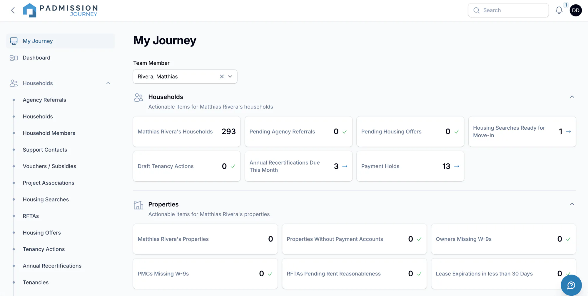 Padmission Journey My Journey workspace for case managers