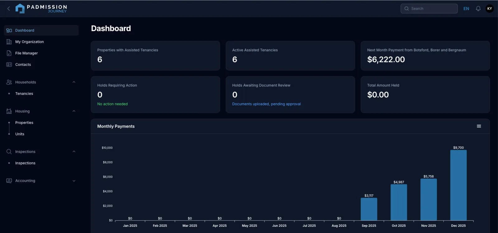 Property Owner & Manager Portal — payment status