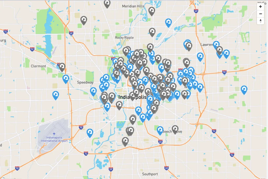 HomeNow Indy unit map across the city