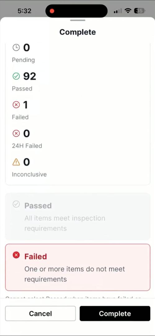 Native Mobile App for Inspections in Padmission Journey inspections web view 3 - inspections web view_3